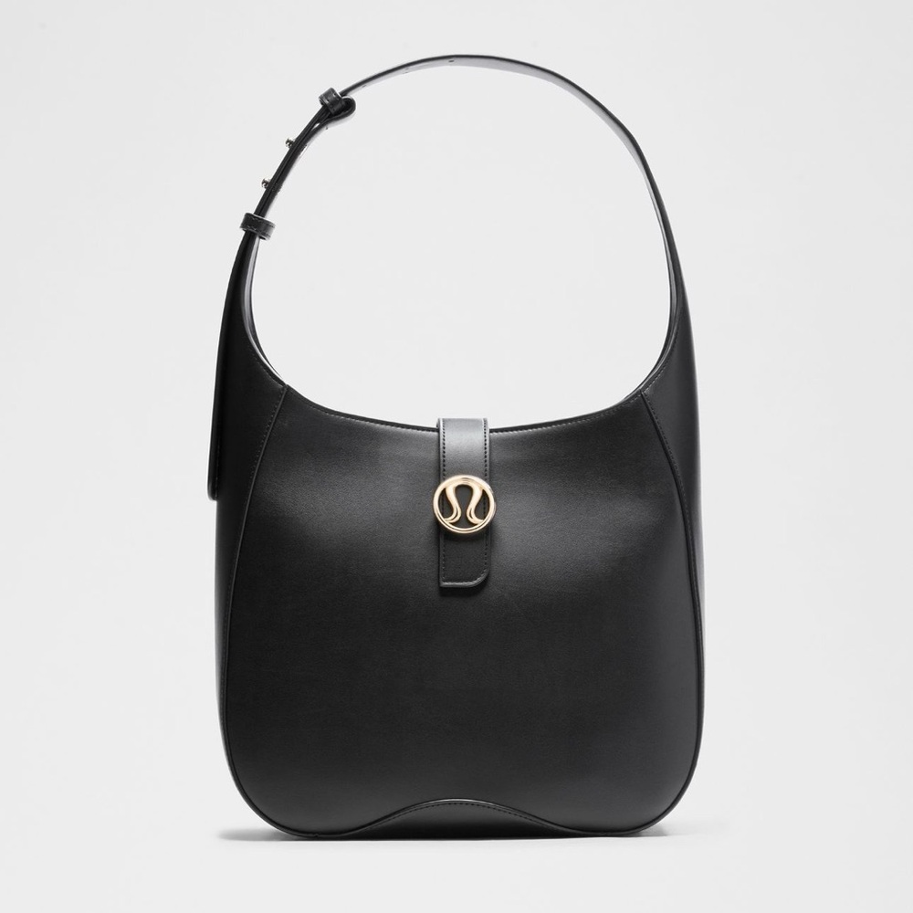 NWT Lululemon Chic Black Shoulder Bag with Gold Lulu Logo